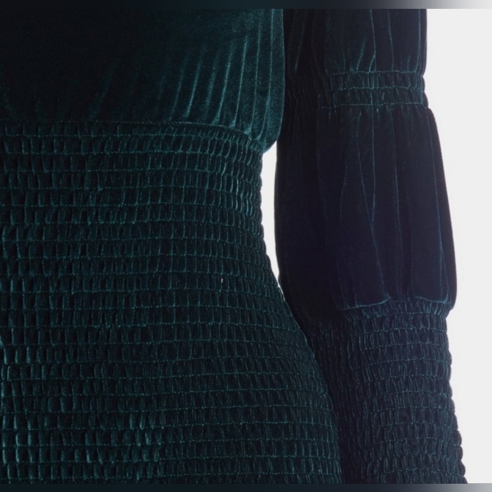 NWT French Connection Bodycon Velvet Dark Green Mini Dress Size M - Picture 5 of 8